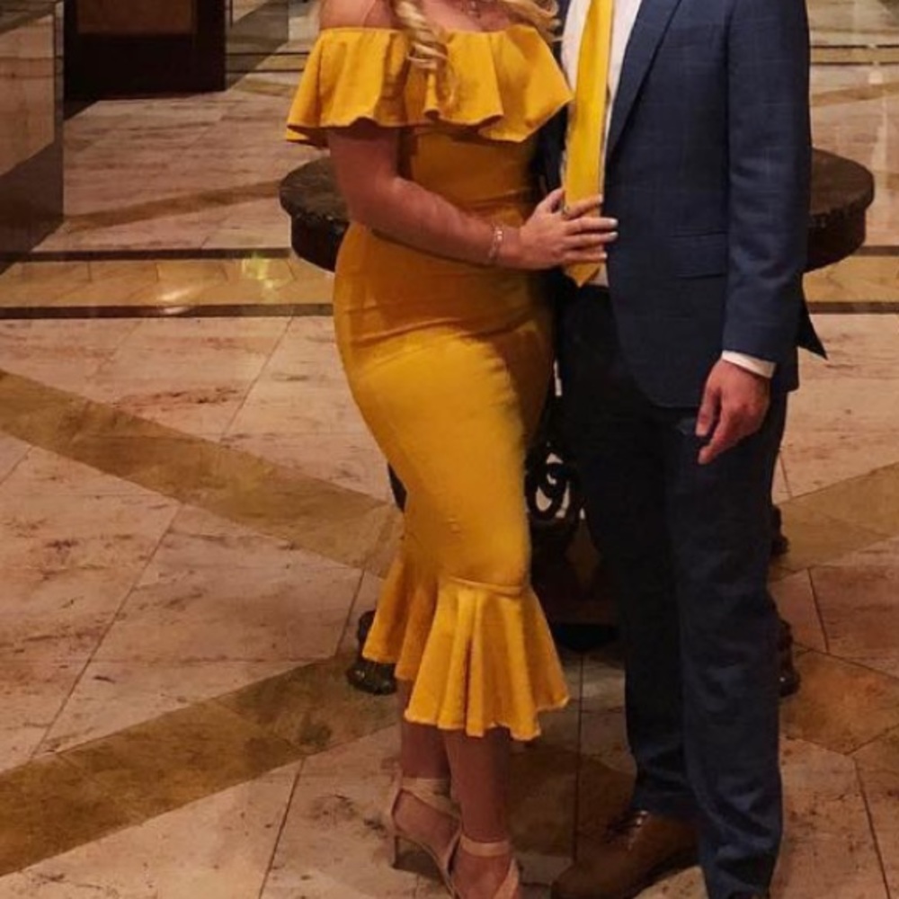 Mustard off the Shoulder Dress
